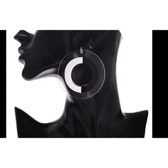 NWT Super unique blackblack-and-white oversized earrings. - Picture 1 of 8